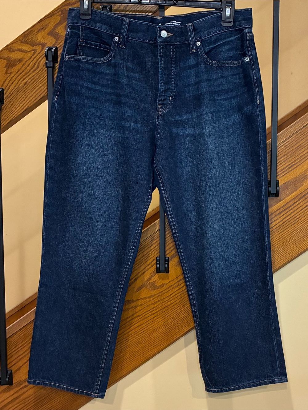Old Navy Jeans Slouchy Straight High Rise Button Fly Dark Wash SZ. 10 Women’s